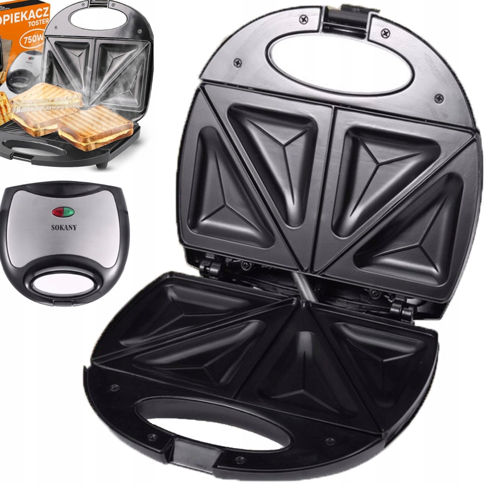 Sendvičovač toustovač s teflonovou povrchovou úpravou 750 W