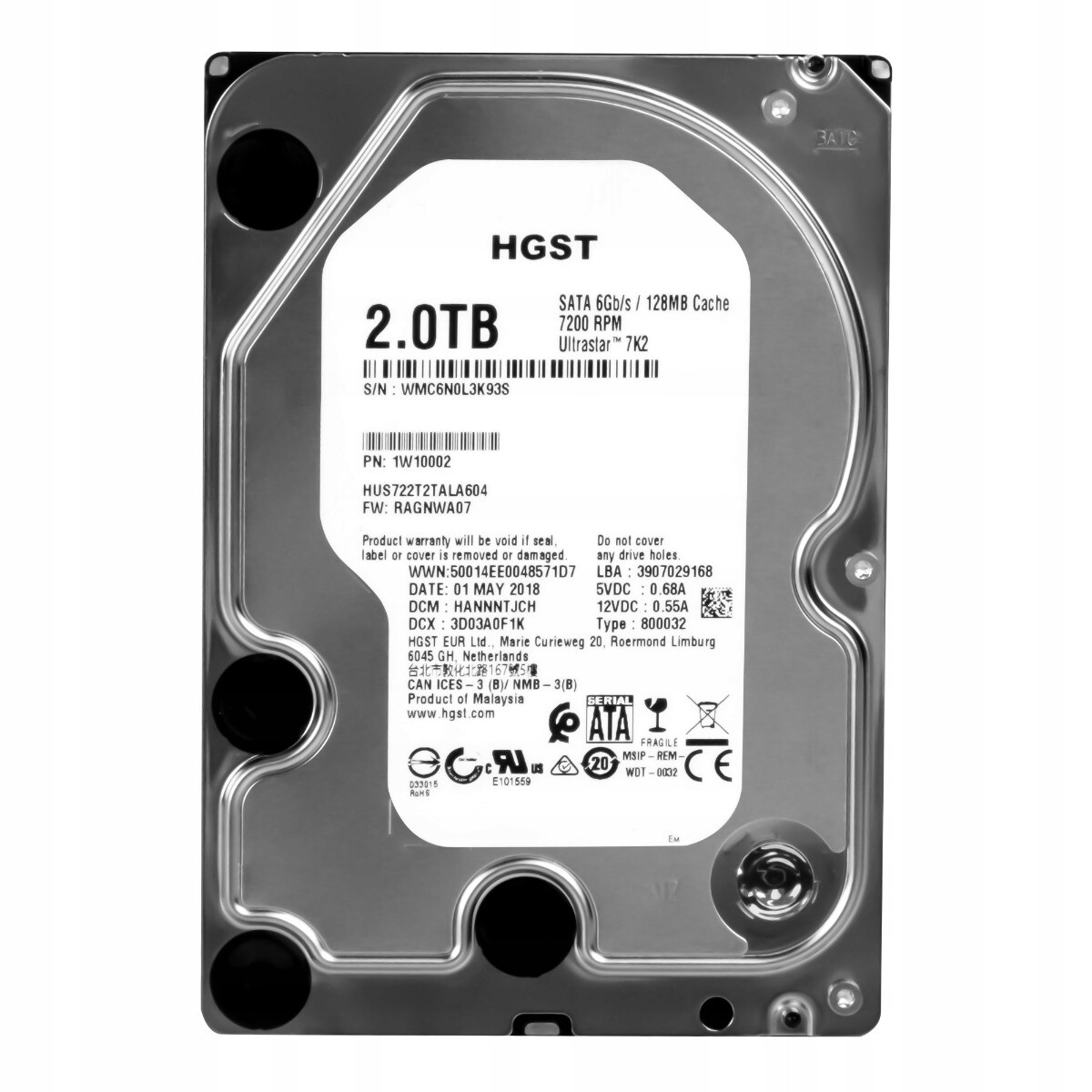 Hgst UltraStar 7K2 2TB 7.2K 128MB Sata III 3.5'' HUS722T2TALA604