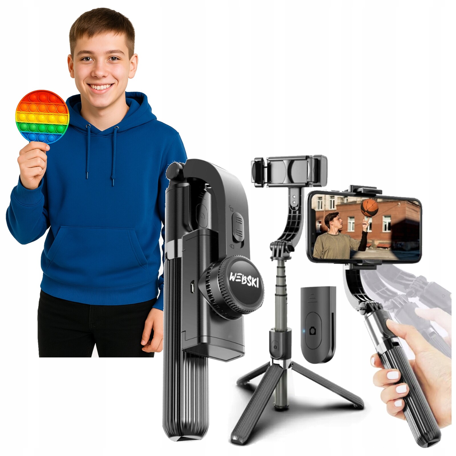 Dárek Pod Vánoční Stromeček Selfie Tyč Gimbal 360 Automatický Stativ Držák