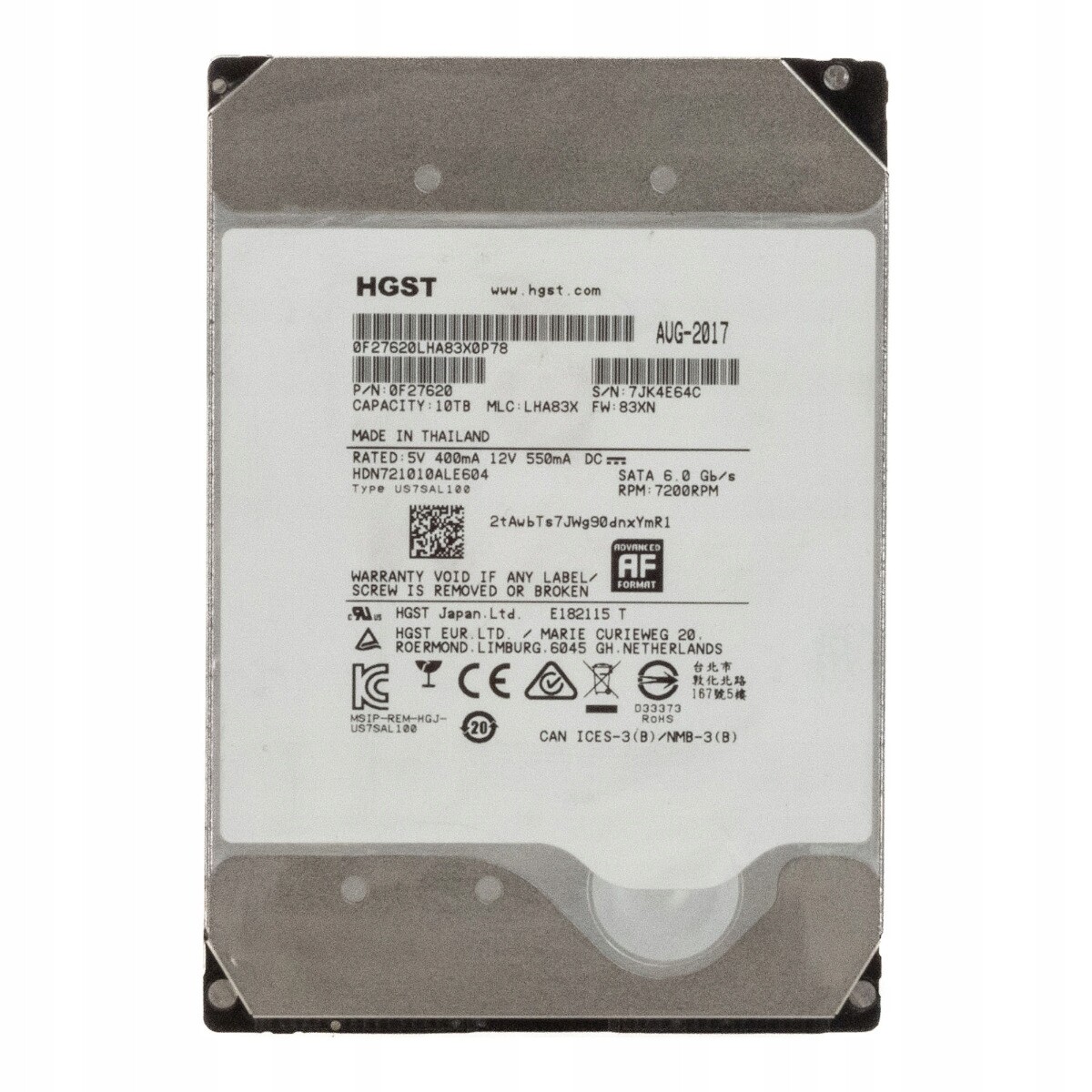 Hgst DeskStar Nas 10TB 7,2K 256MB Sata III 3,5'' HDN721010ALE604