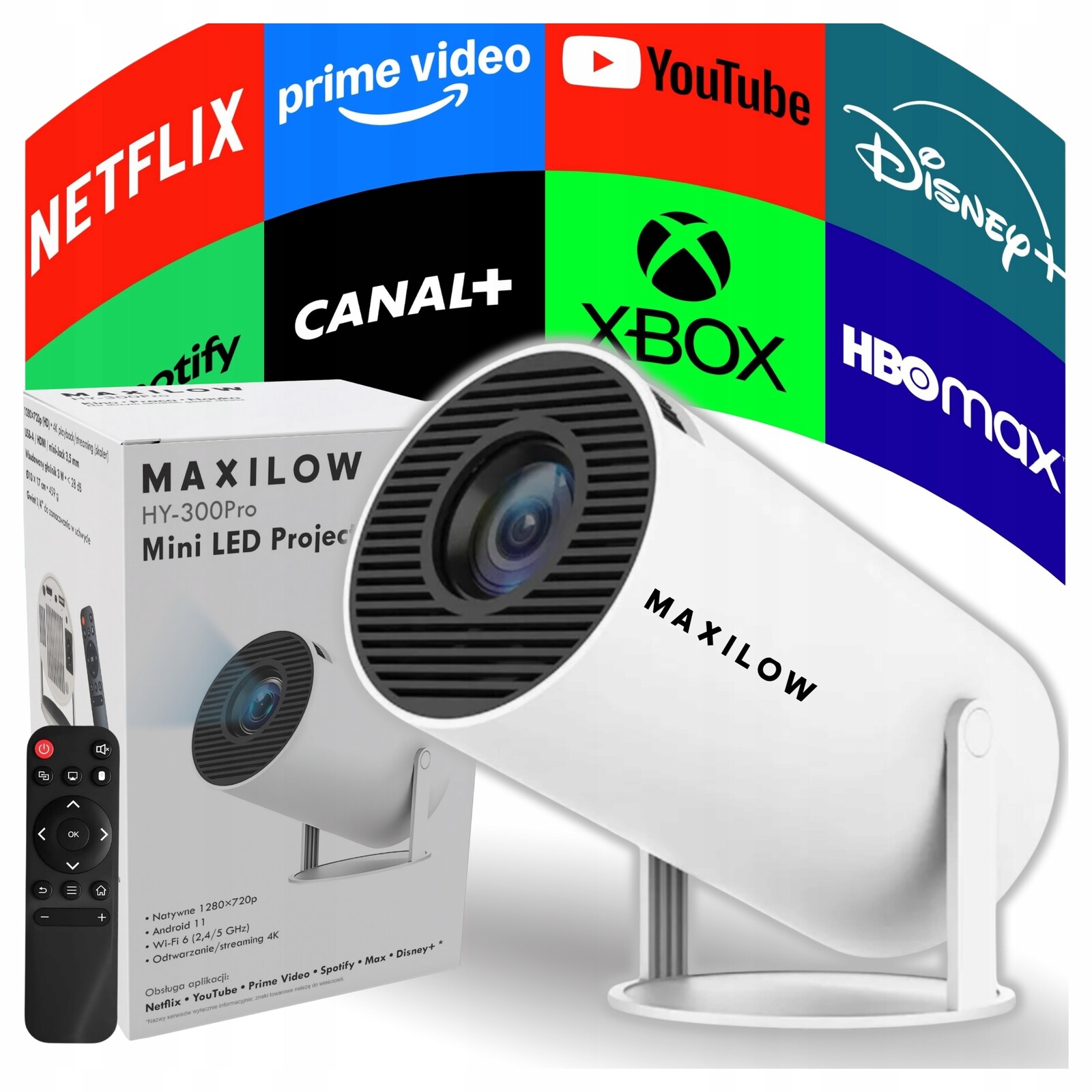 Projektor 4K Otočný S Přenosným Led Reproduktorem Android Wifi Malý