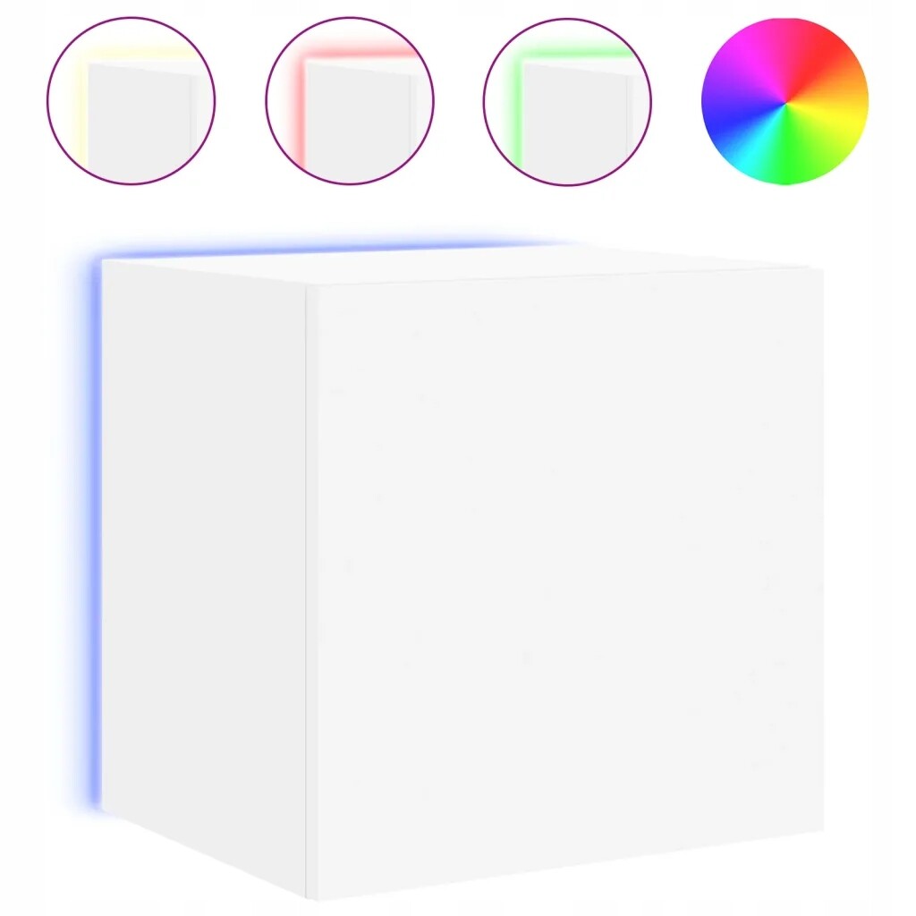 vidaXL Nástěnná Tv skříňka s Led, bílá, 40,5 x 35 x 40 cm