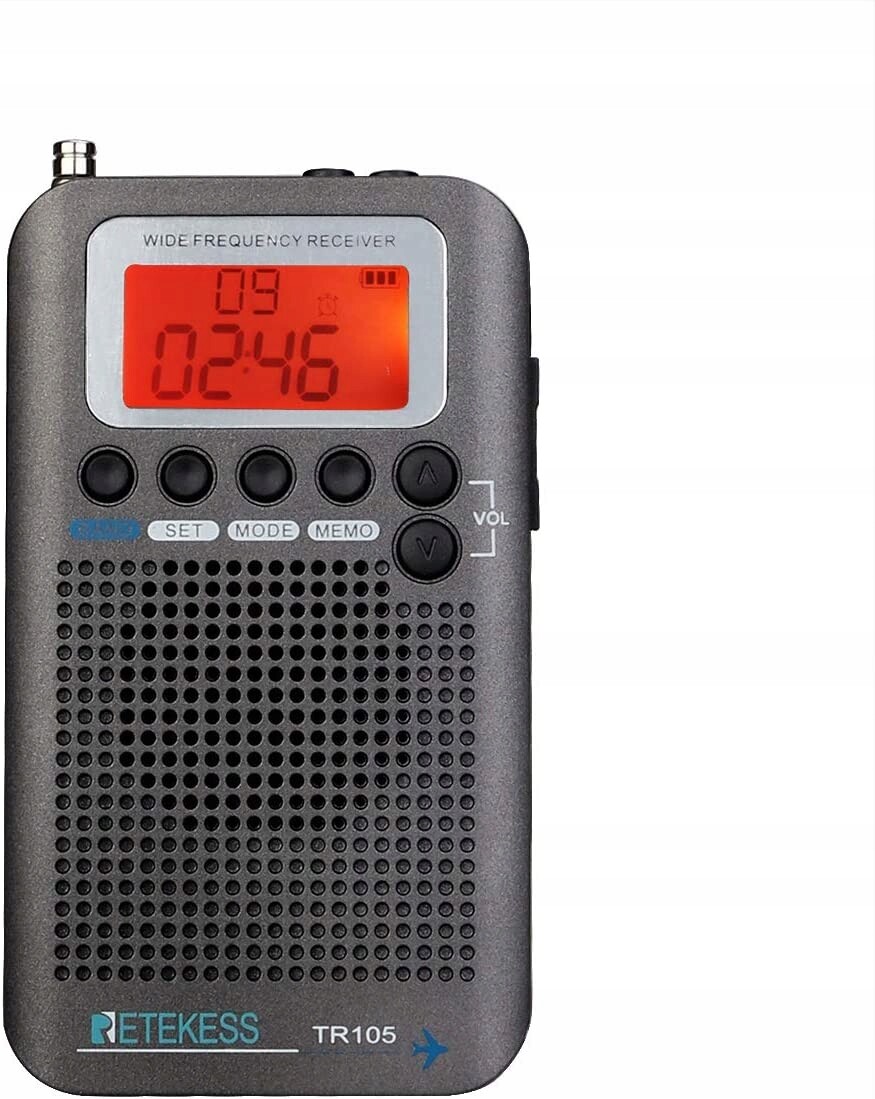 Retekess TR105 Airband Přenosné, krátkovlnné rádio, Fm Am Sw Cb Air Vhf