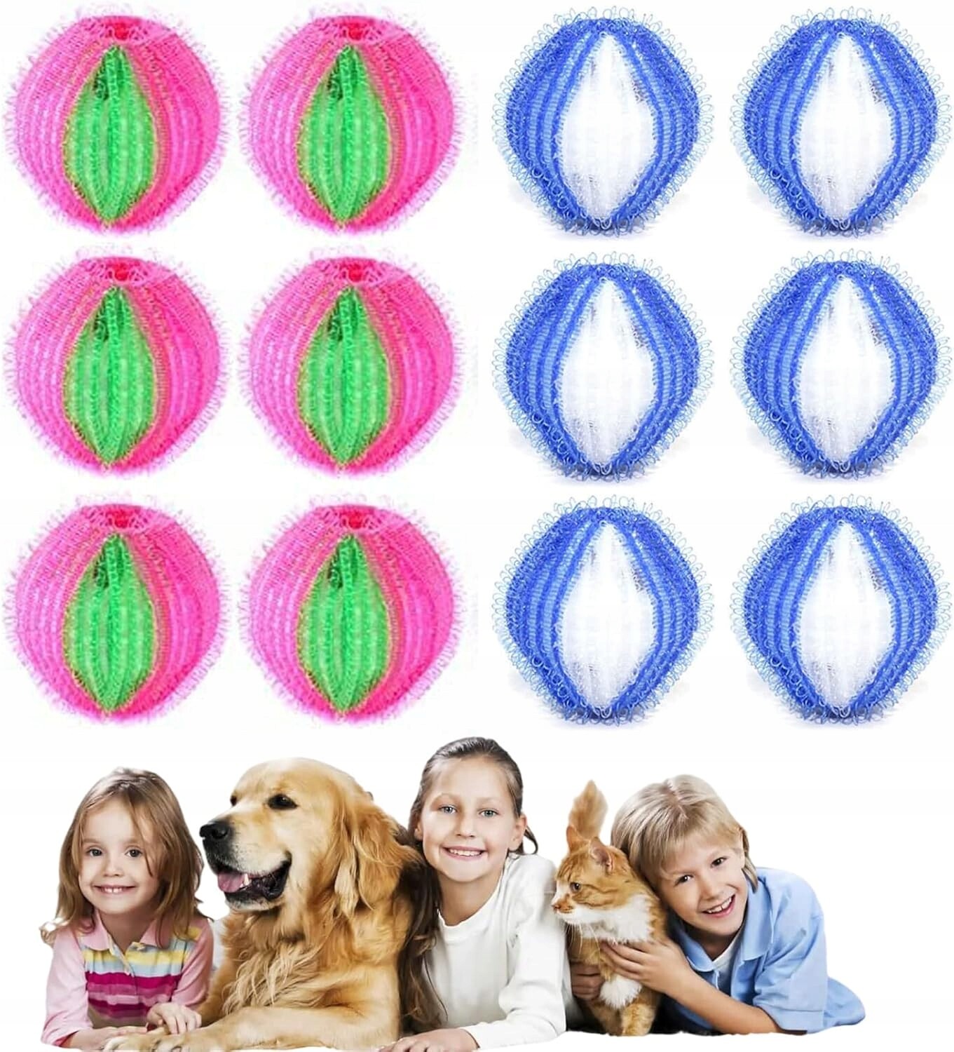 12 x Kuličky Na Praní Odstraňování Chlupů Žmolky Vlasů Barevné Antikoliky