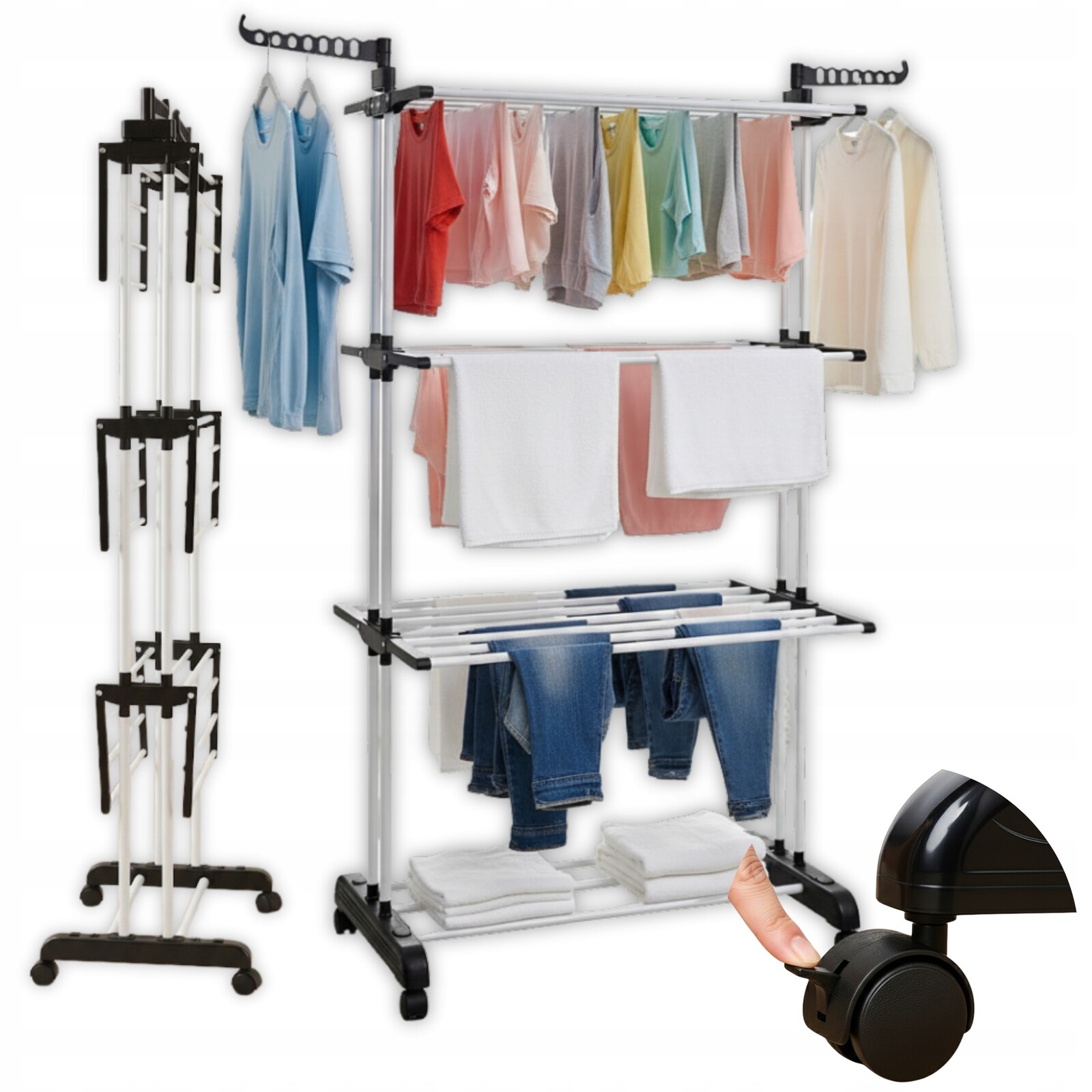 Sušák Na Prádlo Stojící Vertikální Výsuvná Bílá XXL 70 Kg Nosnost Pevná