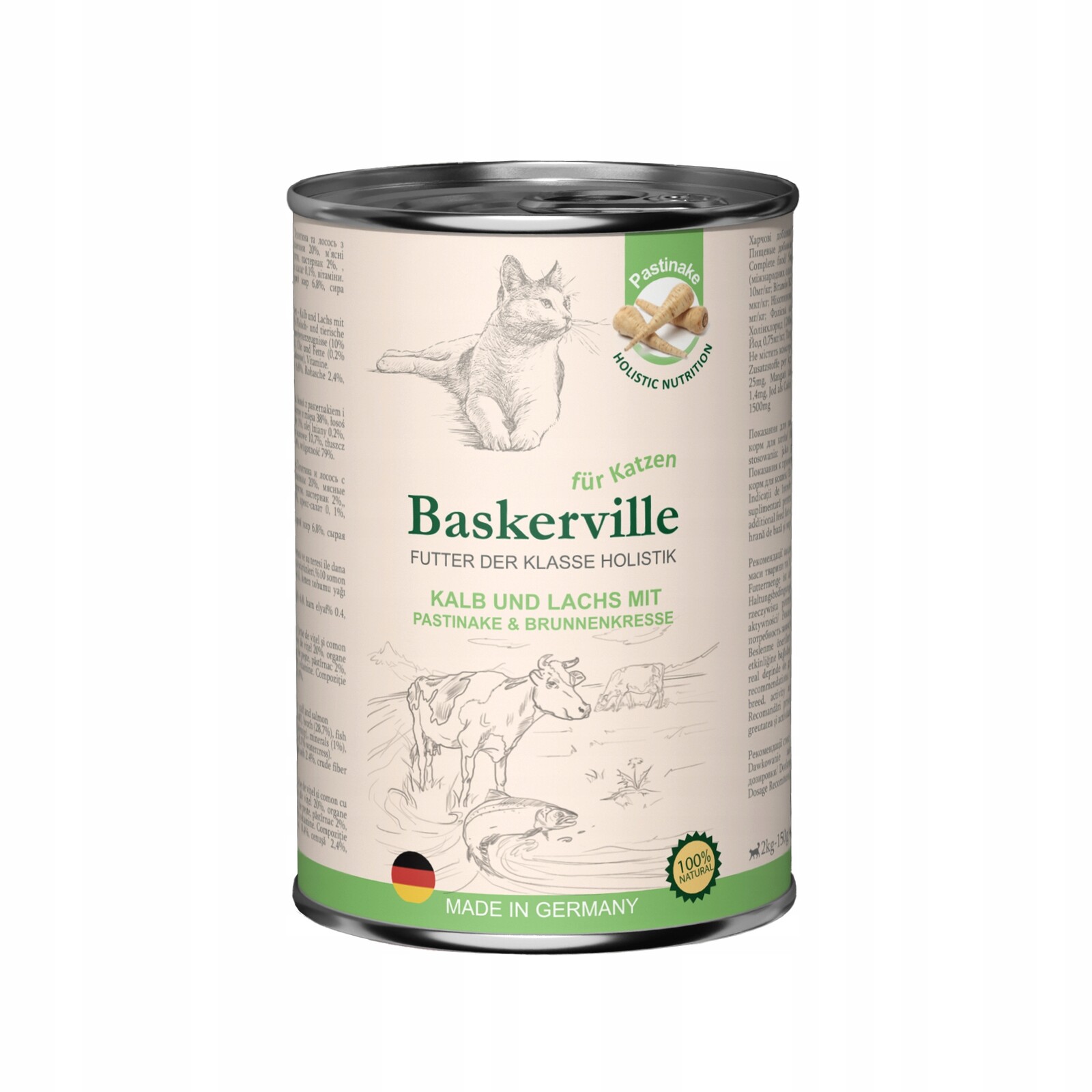 Baskerville Premium mokré krmivo pro kočky Adult Telecí losos 12x400