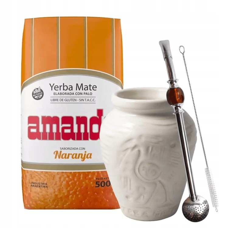 Startovací Sada pro Yerba Mate Amanda Pomeranová Naranja Matero Bombilla