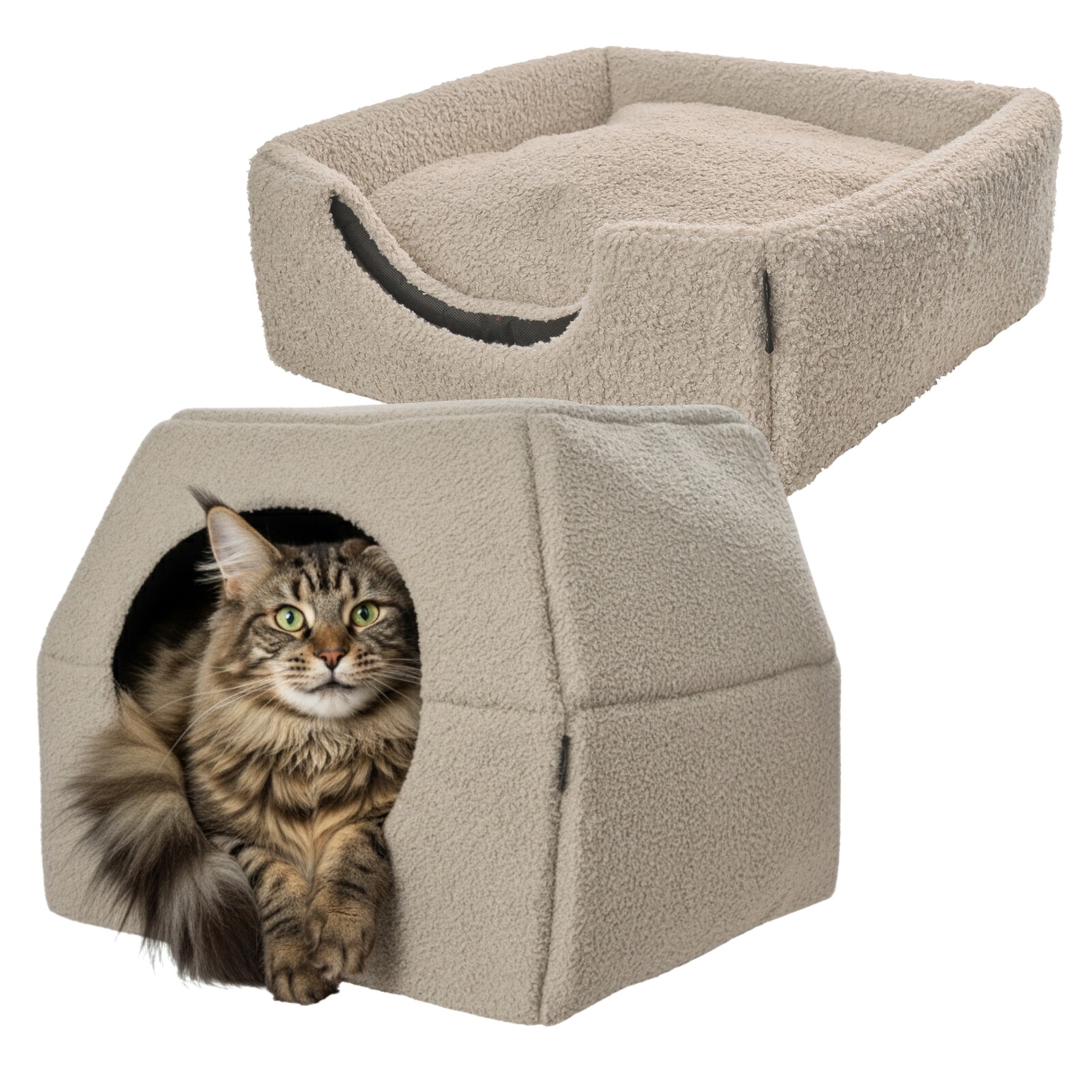 Pelíšek pro psa kočku 2v1 Domeček 70x70cm XL Protiskluzový pelíšek