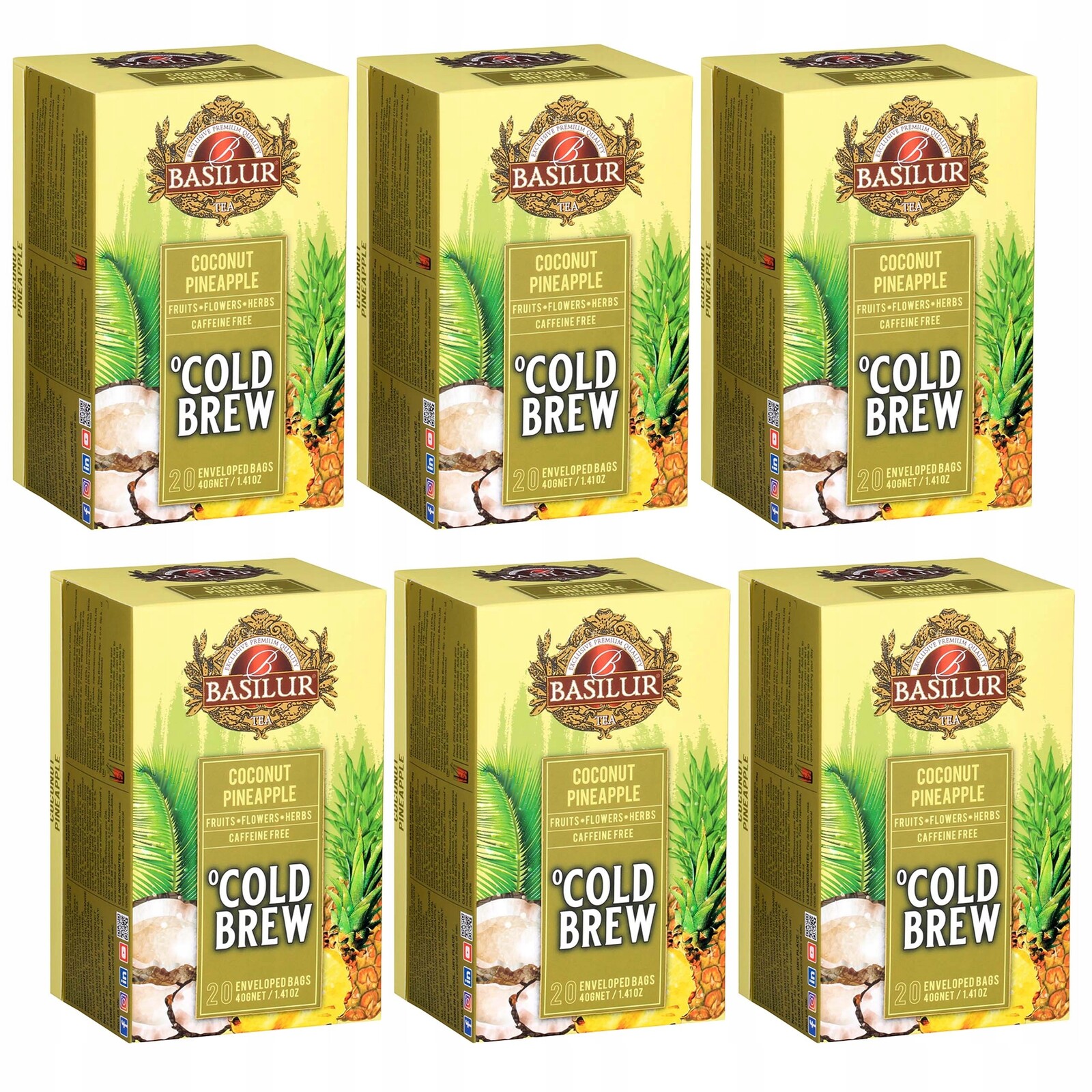 Basilur Cold Brew Ovocný bezkofeinový čaj , Cold Brew čaj 20x2g x6