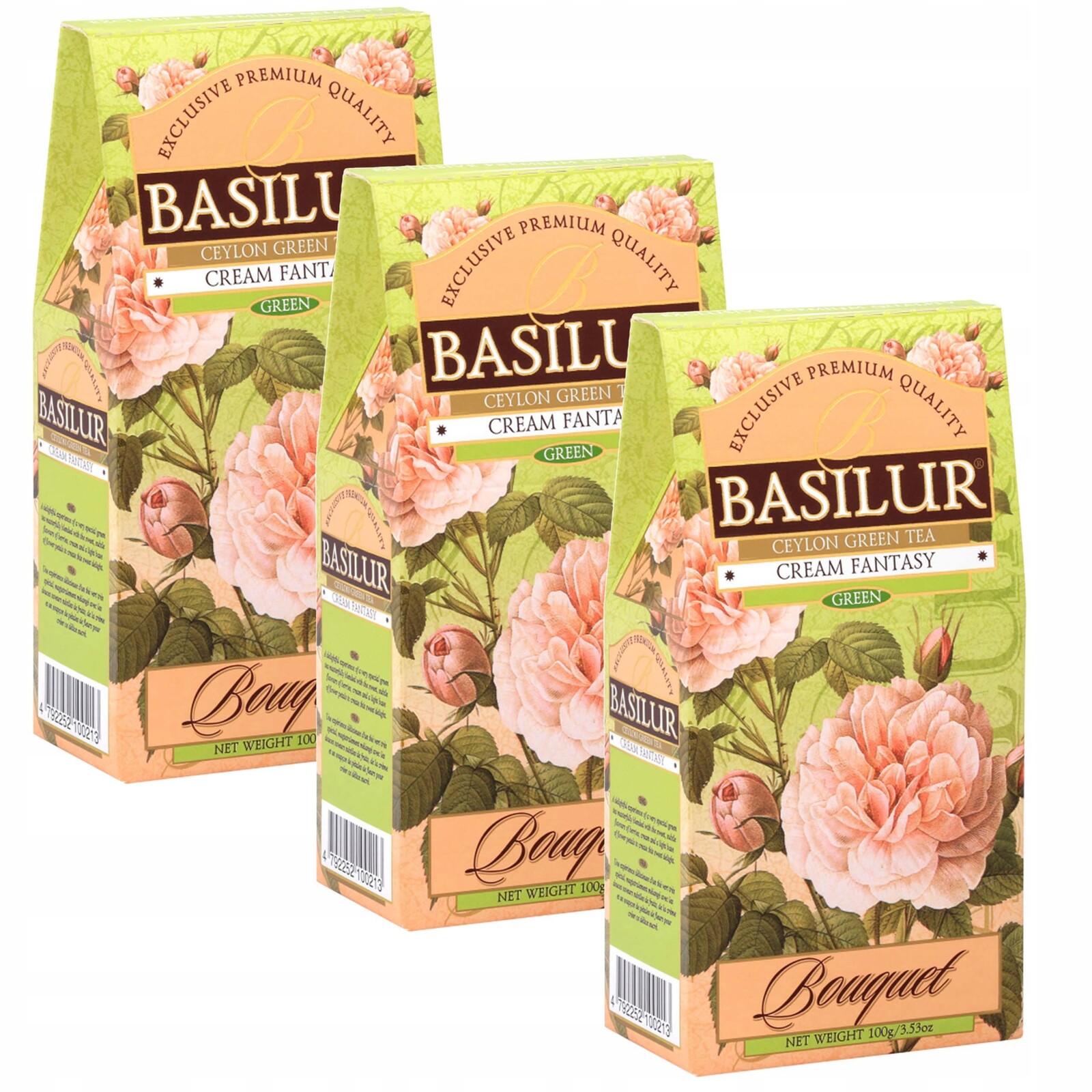 Basilur Cream Fantasy – zelený cejlonský čaj, ovocné přídavky 100 g x3
