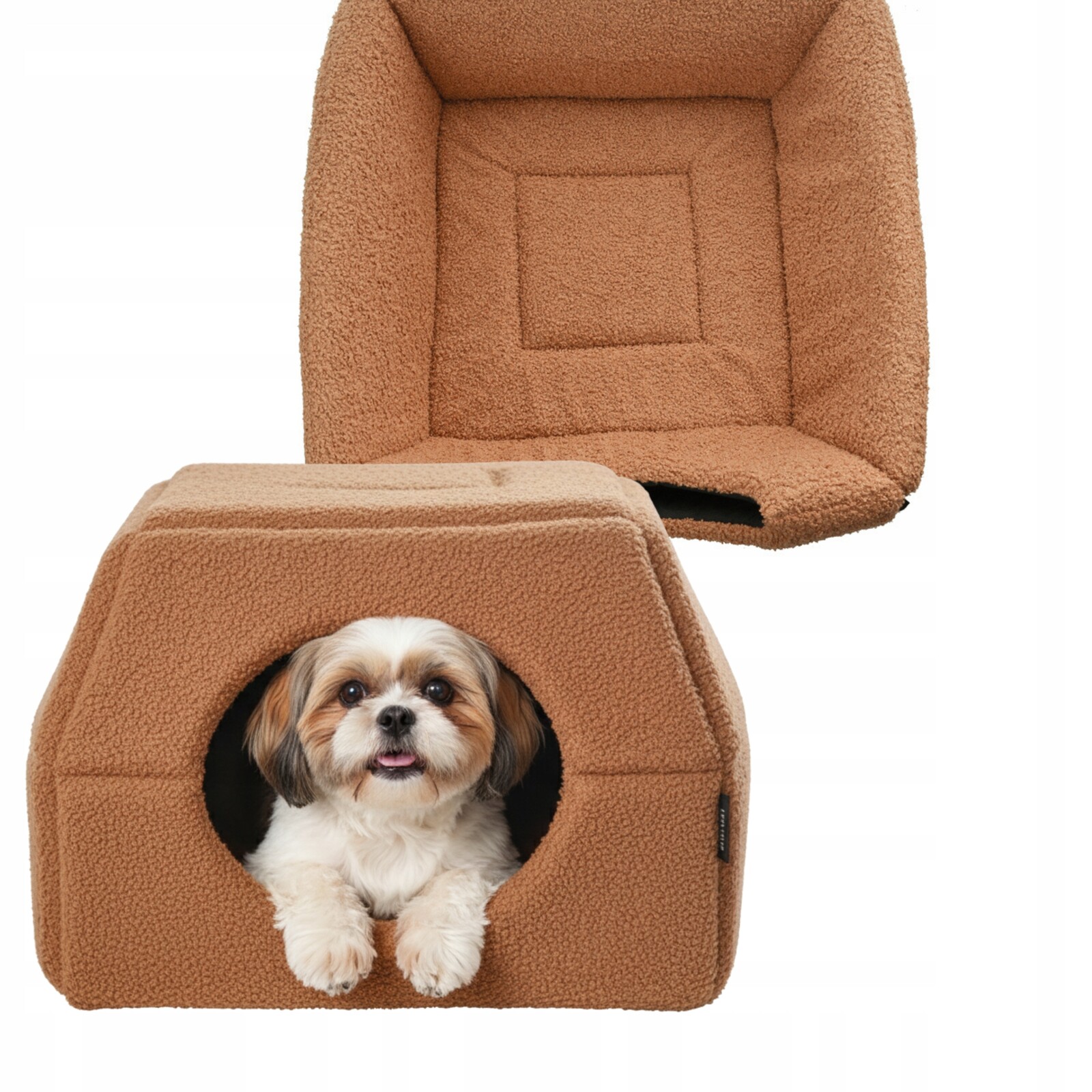 Pelíšek pro psa kočku Budka 2v1 Domeček 48x48 cm M Protiskluzová podložka