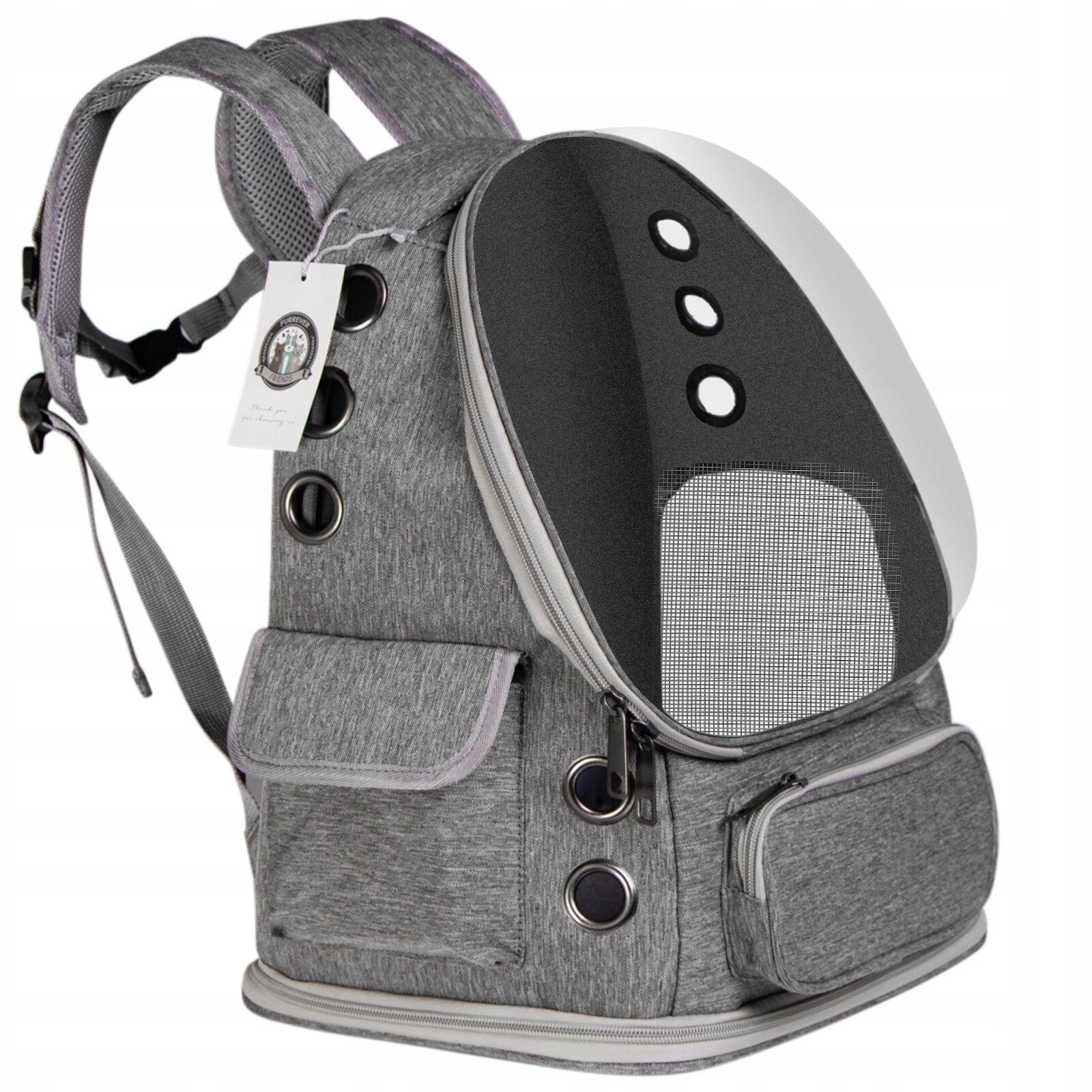 Batoh Pro Kočky Psy, Přepravka Až 6 Kg, Šedá Ventilace