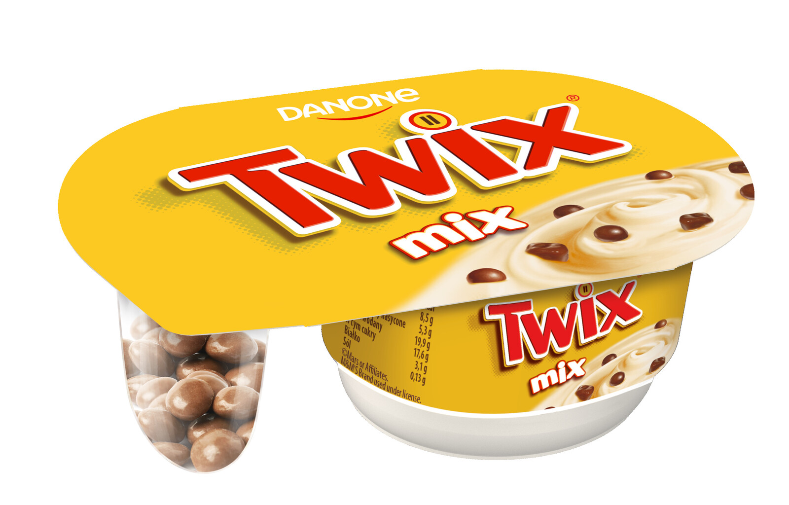 Danone Karamelový jogurt s mini sušenkami Twix Mix 120 g Set 10 ks