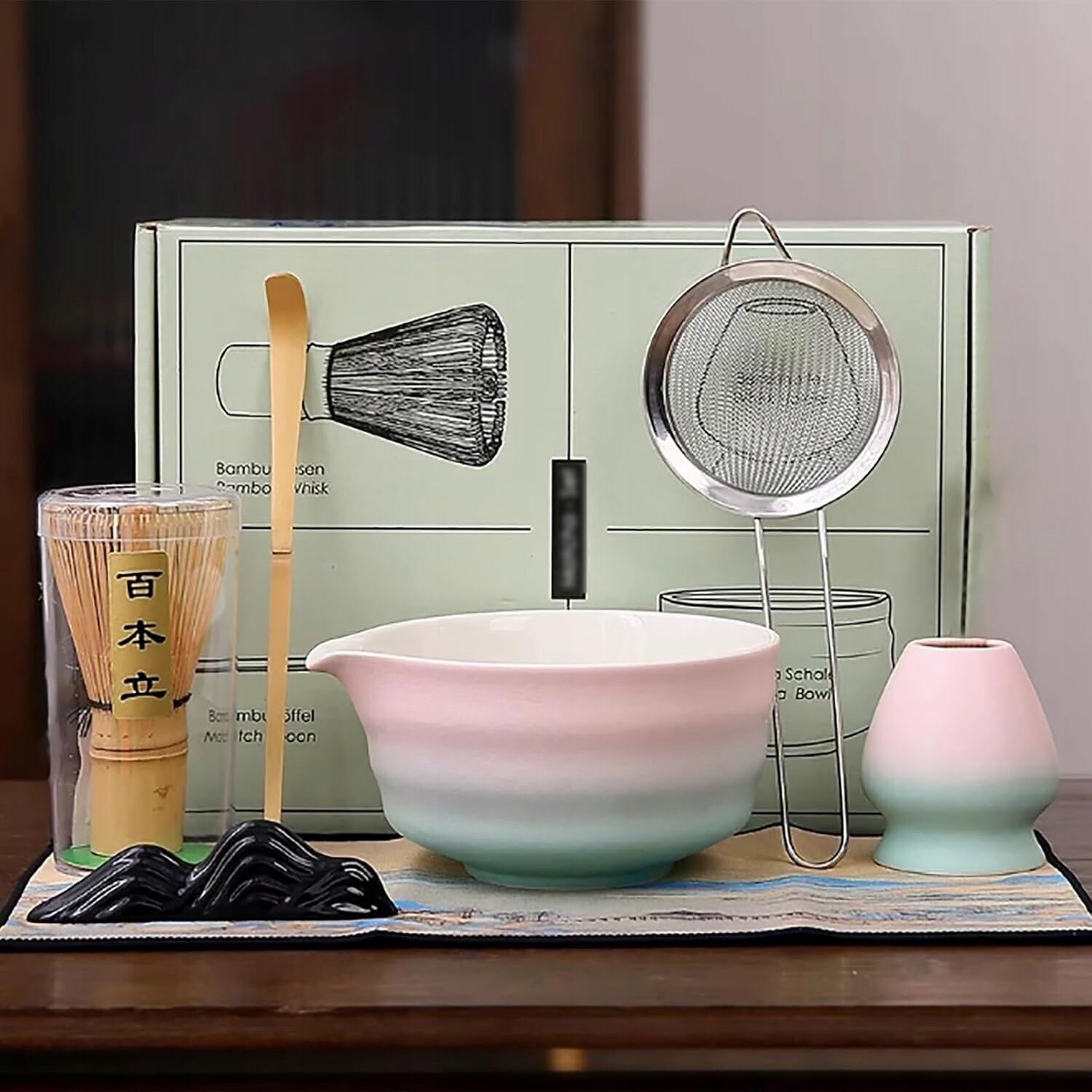 8v1 Startovací Sada: Matcha Tradiční miska chasen lžička podstavec