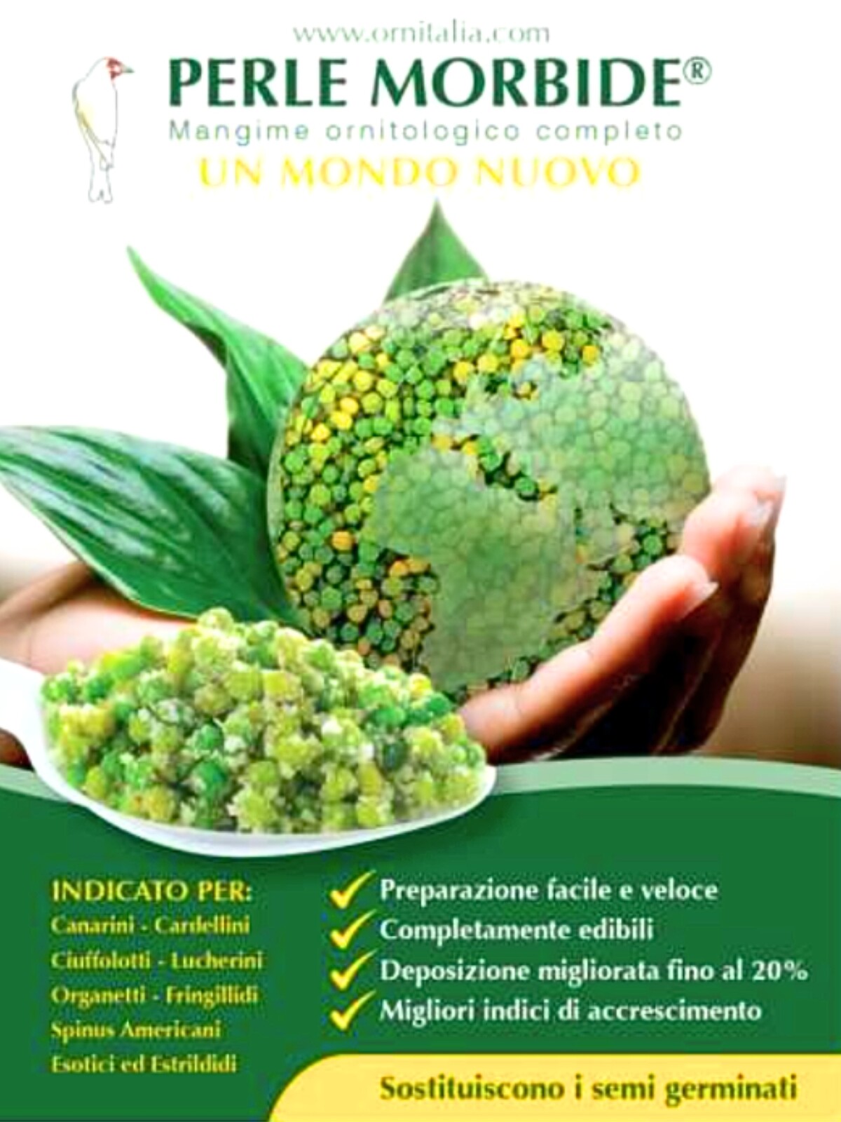 Ornitalia Perle Morbide – klíčky v kuličkách pro všechny papoušky 4 kg