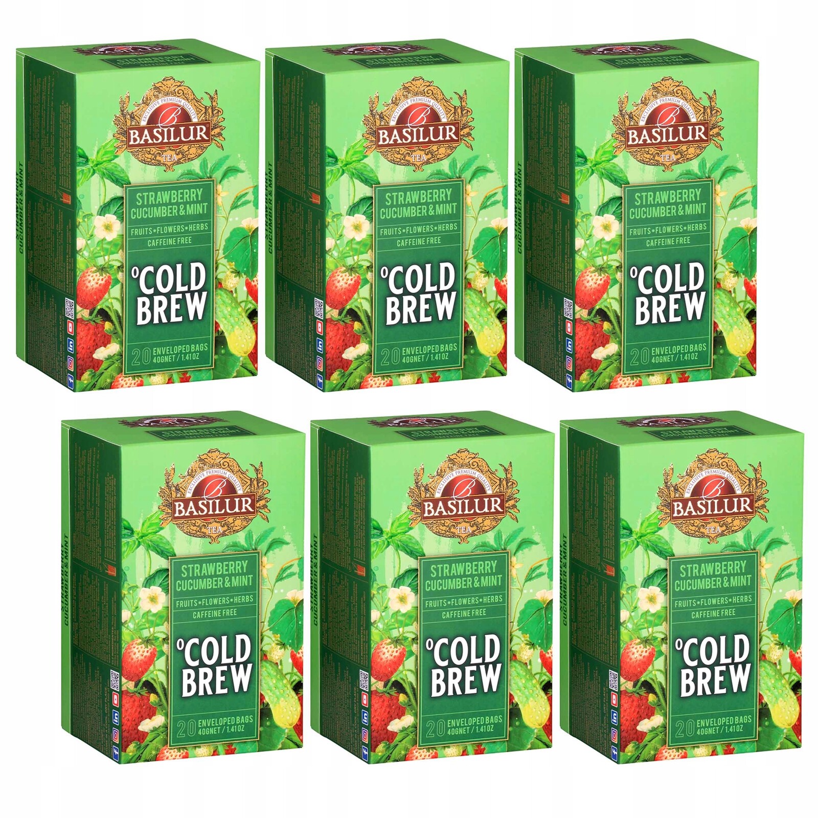 Basilur Cold Brew Ovocný čaj bez kofeinu, za studena, sáčky 20x2 g x6