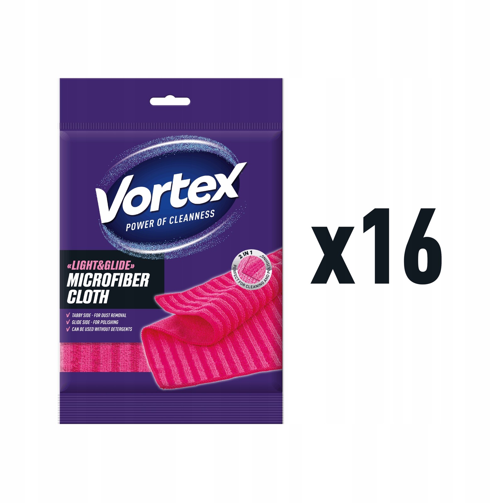 Vortex Utěrka z mikrovlákna Light&Glide, 1 Ks, sada 16 balení (16×1)