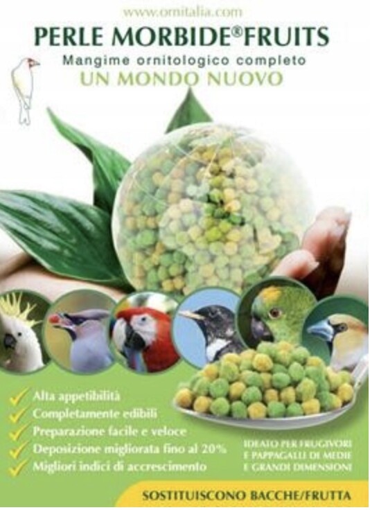 Ornitalia Perle Morbide Fruits Grren Kuličkové klíčky pro papoušky