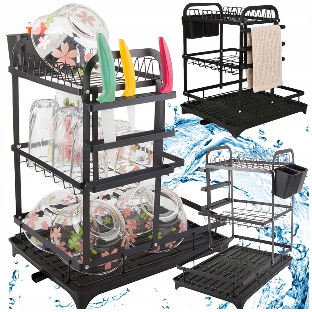 Odkapávač Na Nádobí Talířů A Příborů, Tříúrovňový Odkapávač S Podnosem