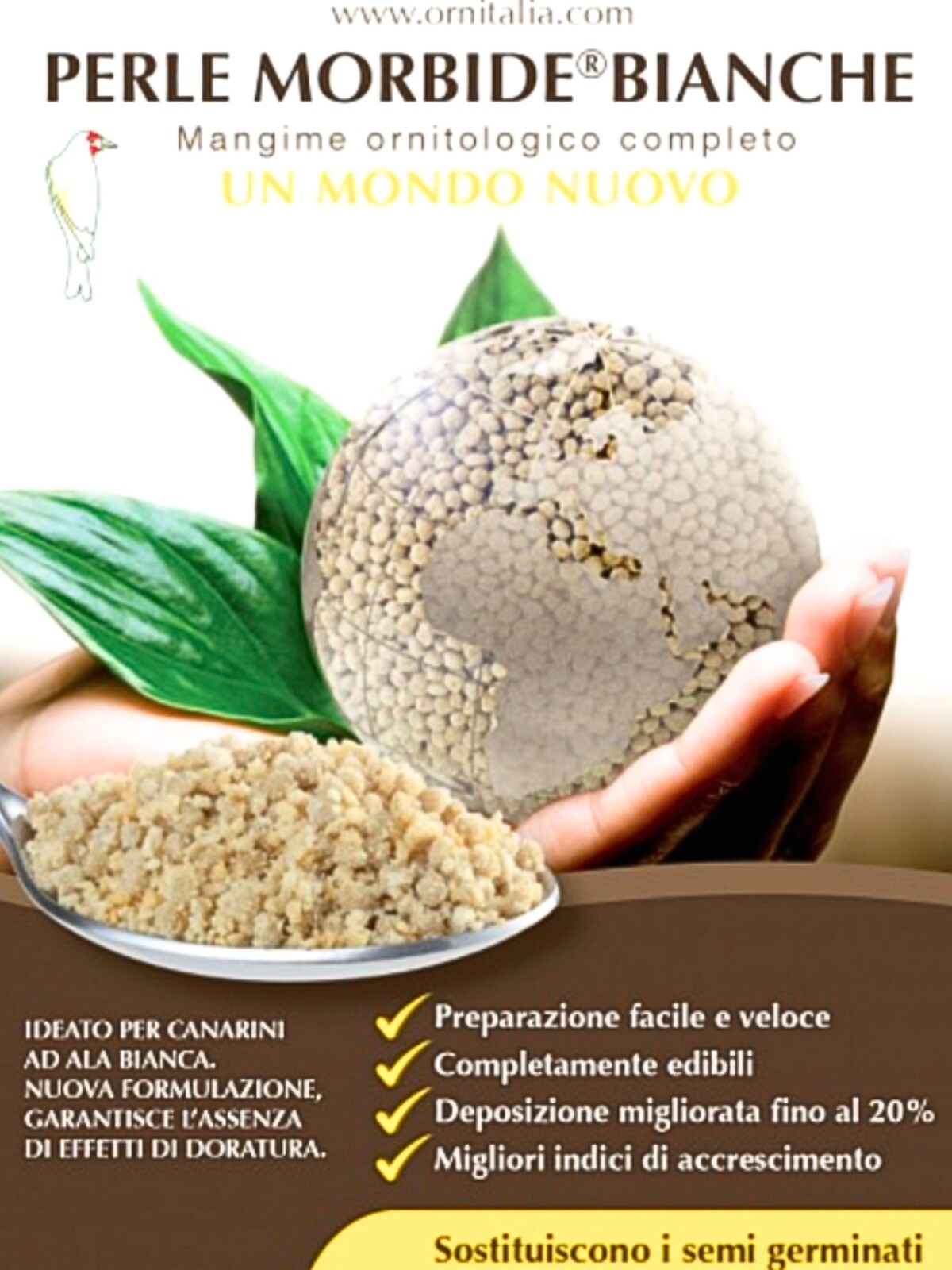 Ornitalia Perle Morbide Bianche/WHITE Klíčky v kuličkách pro papoušky 4 kg