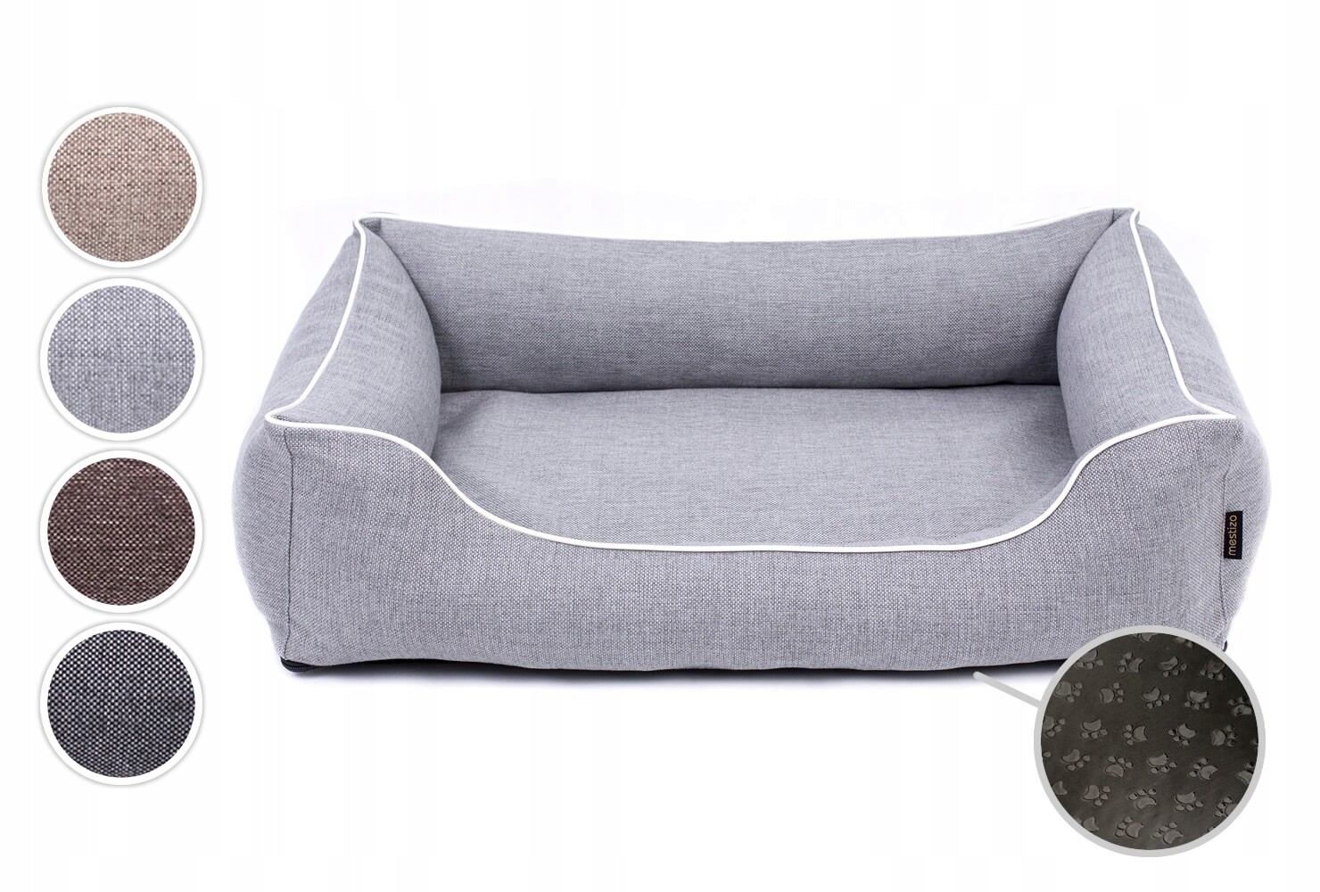 Pelíšek postel pro psa kočku potah pohovka, 100x75cm, světle šedá/bílá