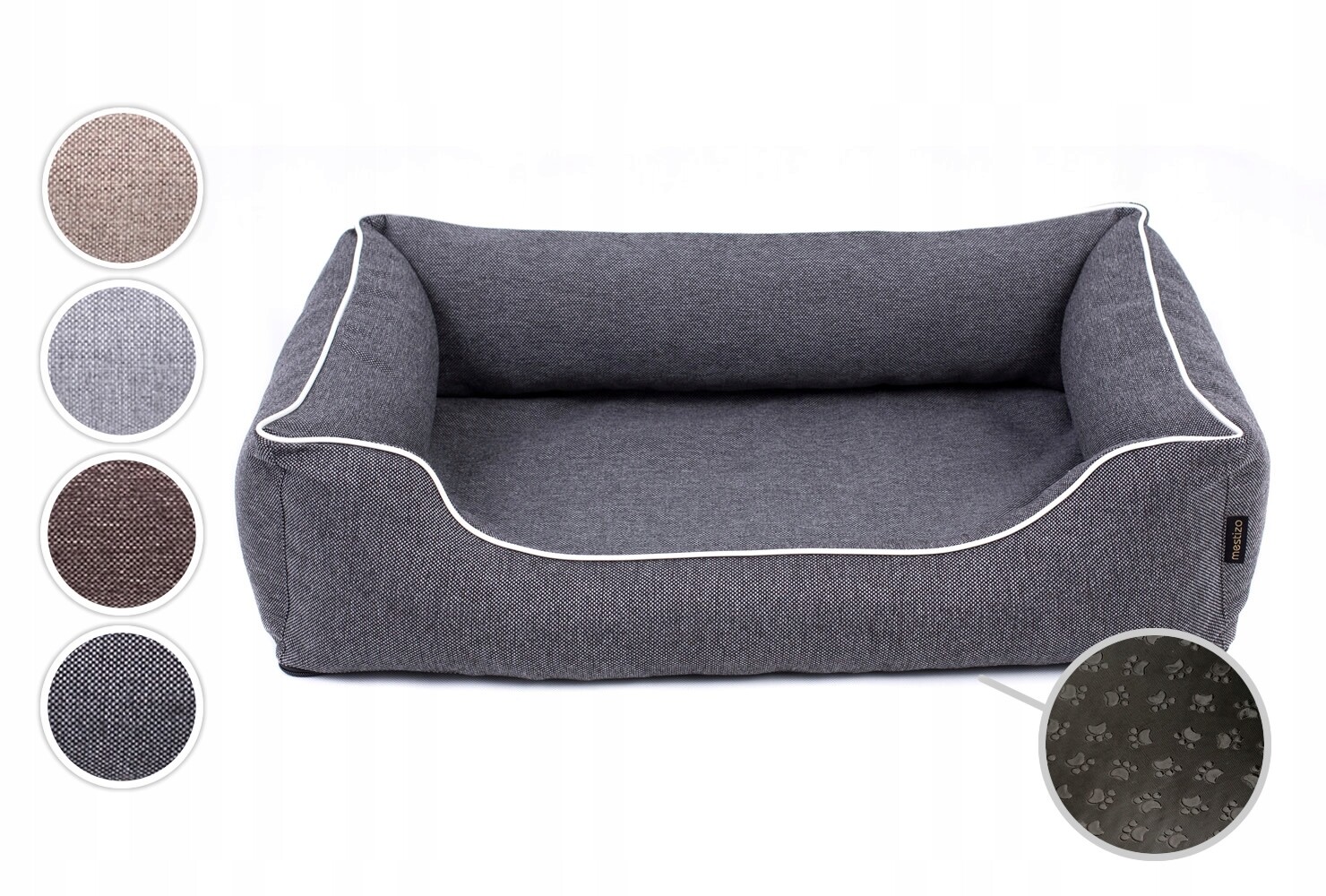 Pelíšek postel pro psa kočku potah pohovka, 100x75 cm, tmavě šedá/bílá
