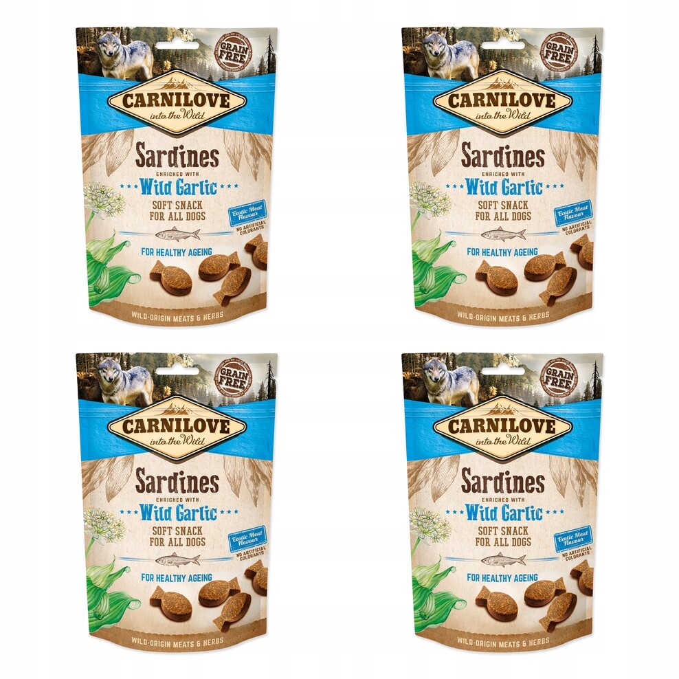 Pochoutka Carnilove Dog Soft Snack sardinky s medvědím česnekem 200g bale