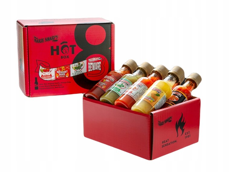 Sada omáček Marie Sharp's HOT8 Box 8x50 ml Jako Dárek!