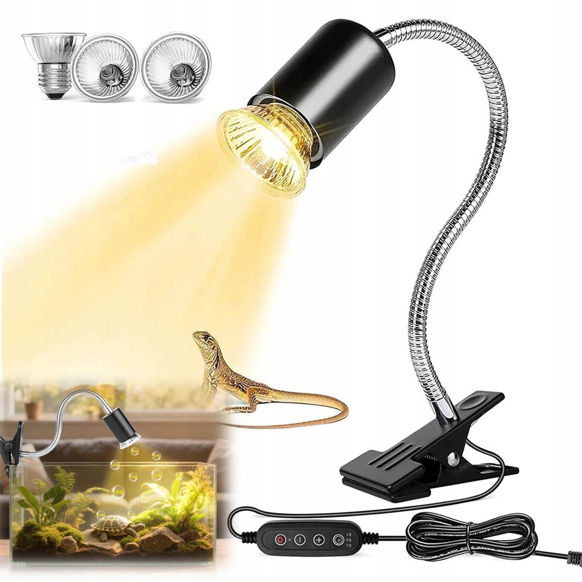 Želví topná lampa, Uva Uvb světlo pro plazy, vyhřívaná topná lampa