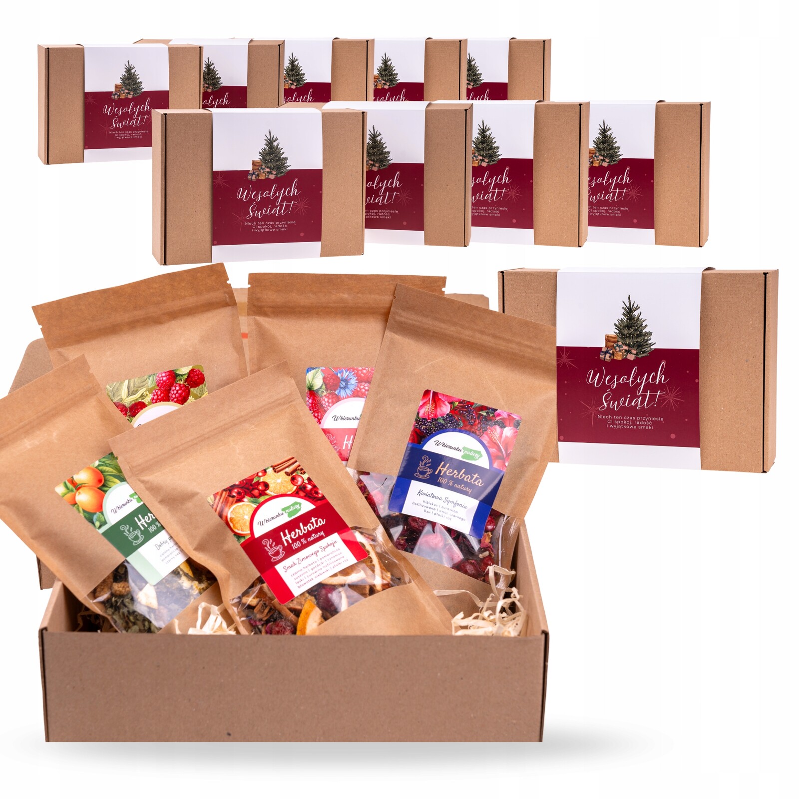 Sada 10× vánočních čajů – přírodní firemní dárky v ekologickém balení