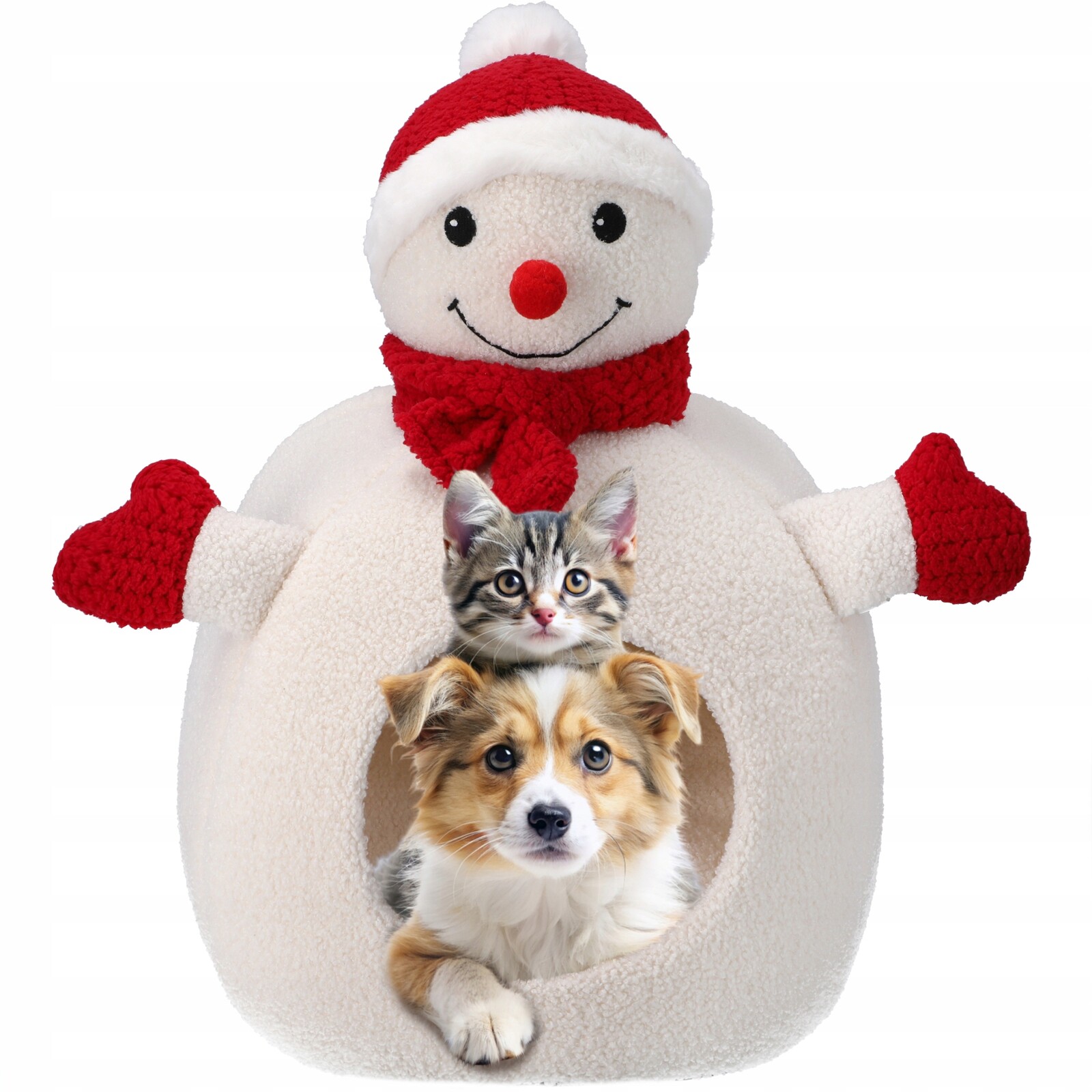 Pelíšek Pro Psa Kočku Boudu, Vánoční Sněhulák, Měkký Teplý Pelíšek