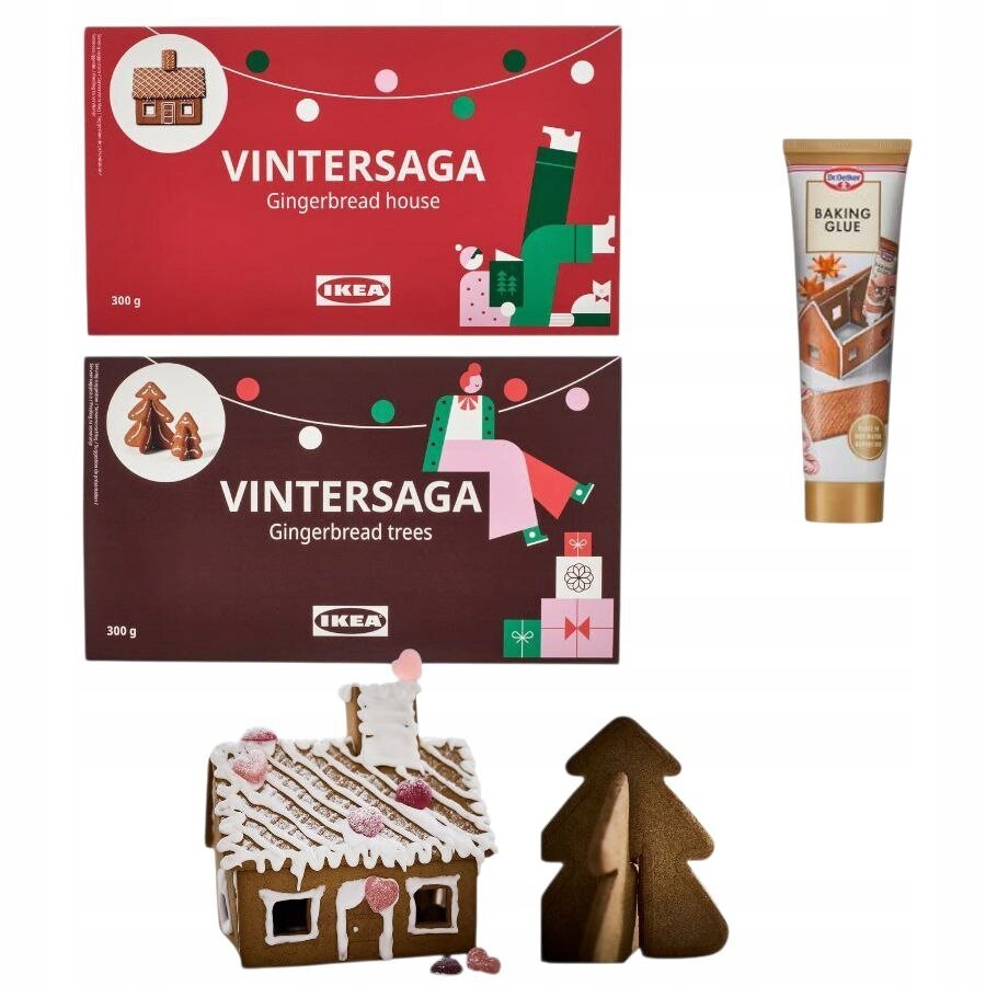 Sada vánočního stromku a perníkového domku k sestavení Jedlé lepidlo Dr. Oetker