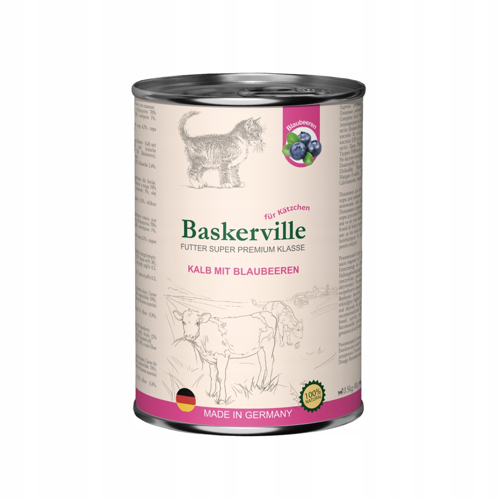 Baskerville Premium vlhké krmivo pro kitten Telecí bobule 12x400g