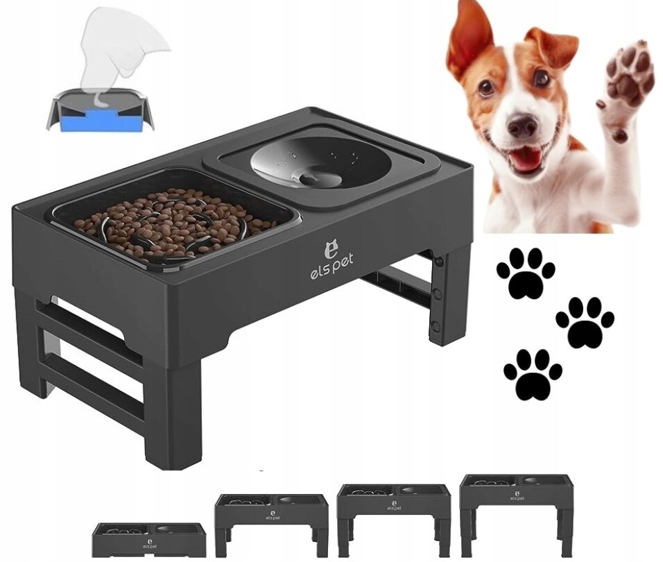 Velká miska pro psa Nastavitelný stojan Dvojitá neklouzavá zpomalovací