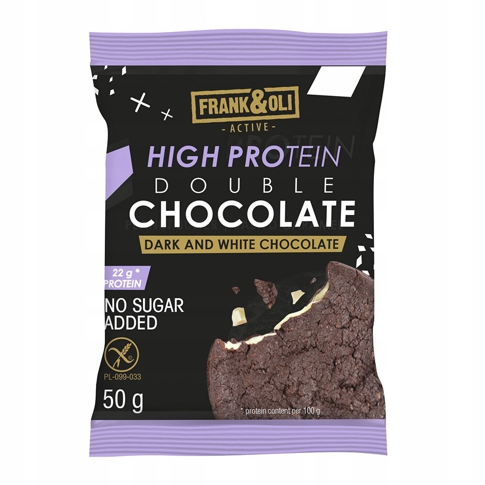 Frank&oli Proteinové sušenky Double Chocolate Tmavá Čokoláda a Bílá 50 g