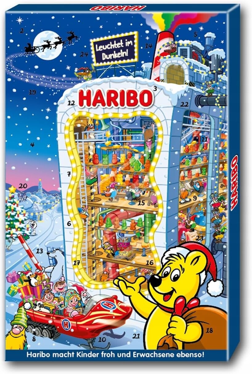 Adventní Kalendář Haribo XXL Mikuláš 2025 Vánoce XXL Gumoví Medvídci 24 Dní