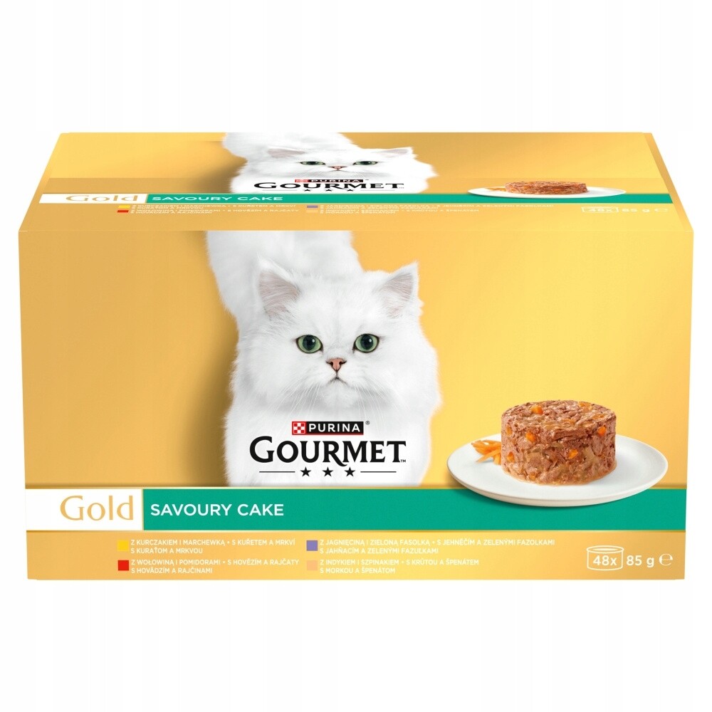 Purina Gourmet Gold Savoury Cake 48x85g Vlhké Krmivo pro kočky Mix 4 příchutí