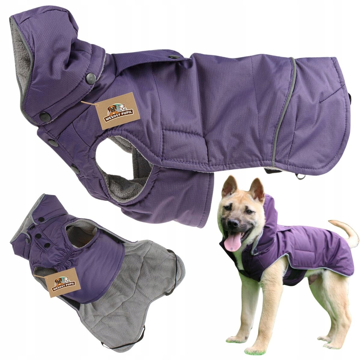 Oblečení pro psa na zimu teplá dešťová bunda odnímatelná kapuce M