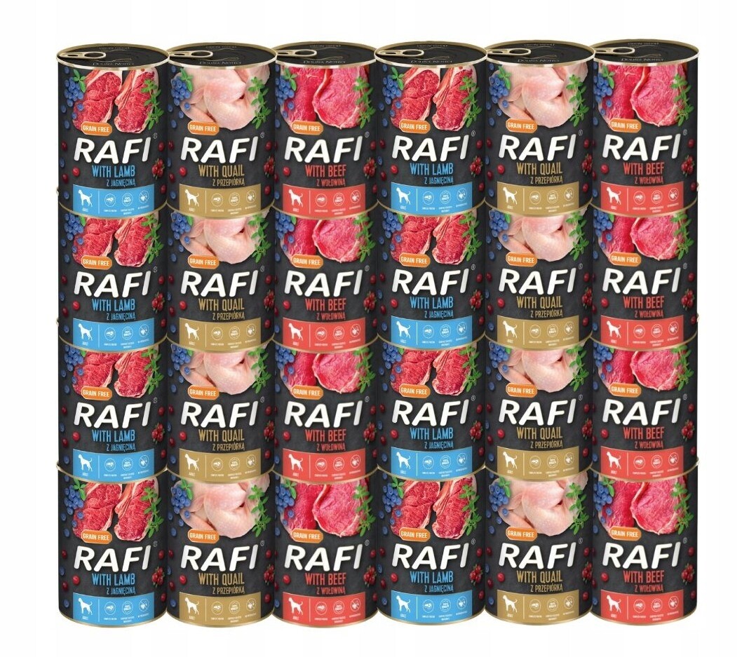 Vlhké krmivo Rafi mix chutí 24x400g Dolina Noteci