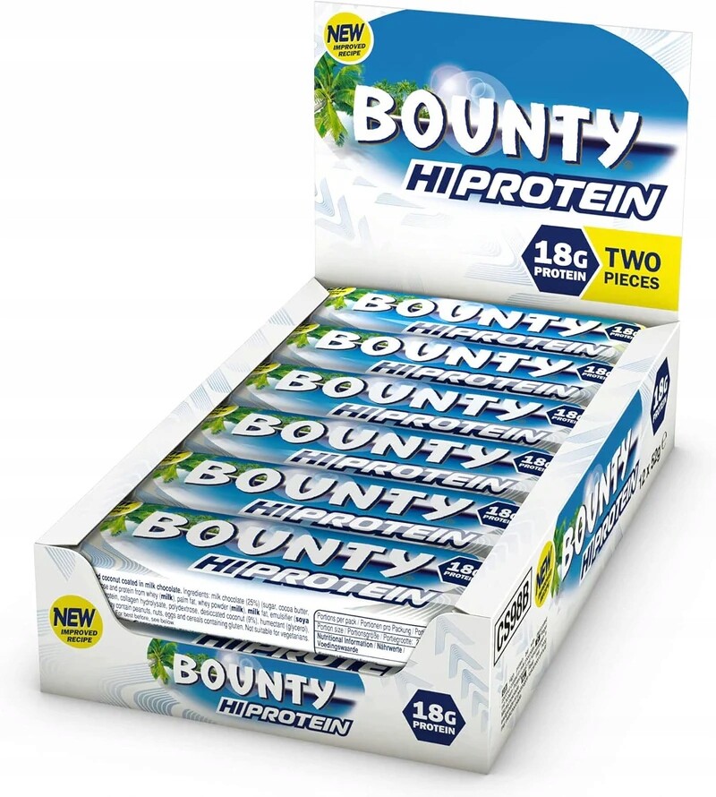 Bounty Hi Protein Bar Balíček 12x52g Bílkovinový Proteinová Tyčinka Kokosový