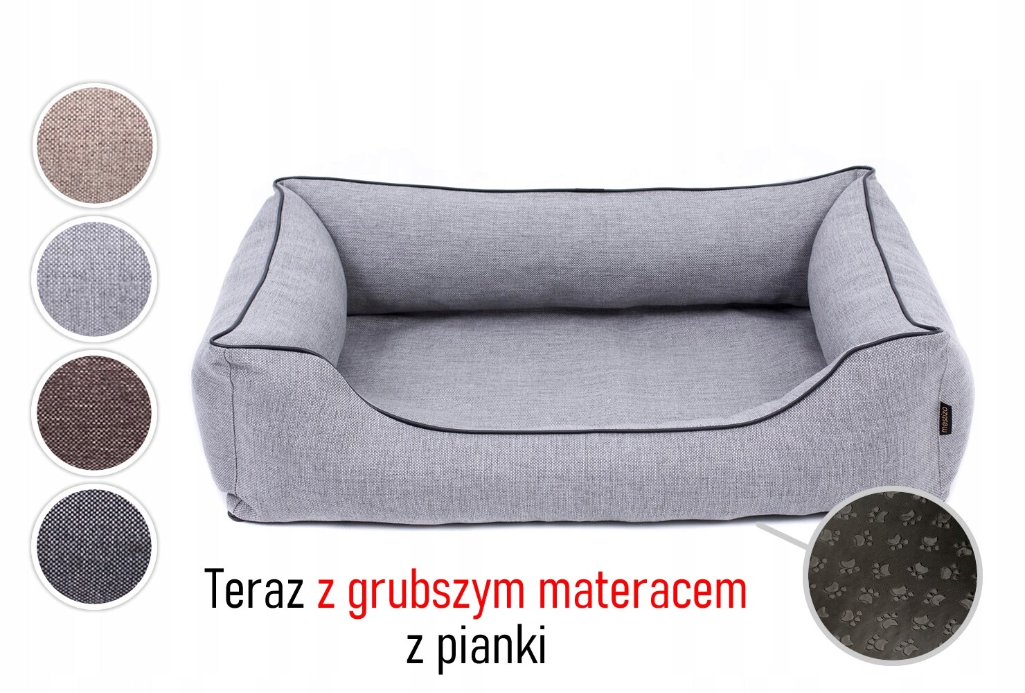 Pelíšek postel pro psa kočku potah pohovka, 120x90 světle šedá/černá