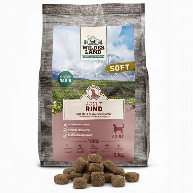 krmivo psy Wildes Land Dog Semi-Moist Hovězí s rýží 5 kg