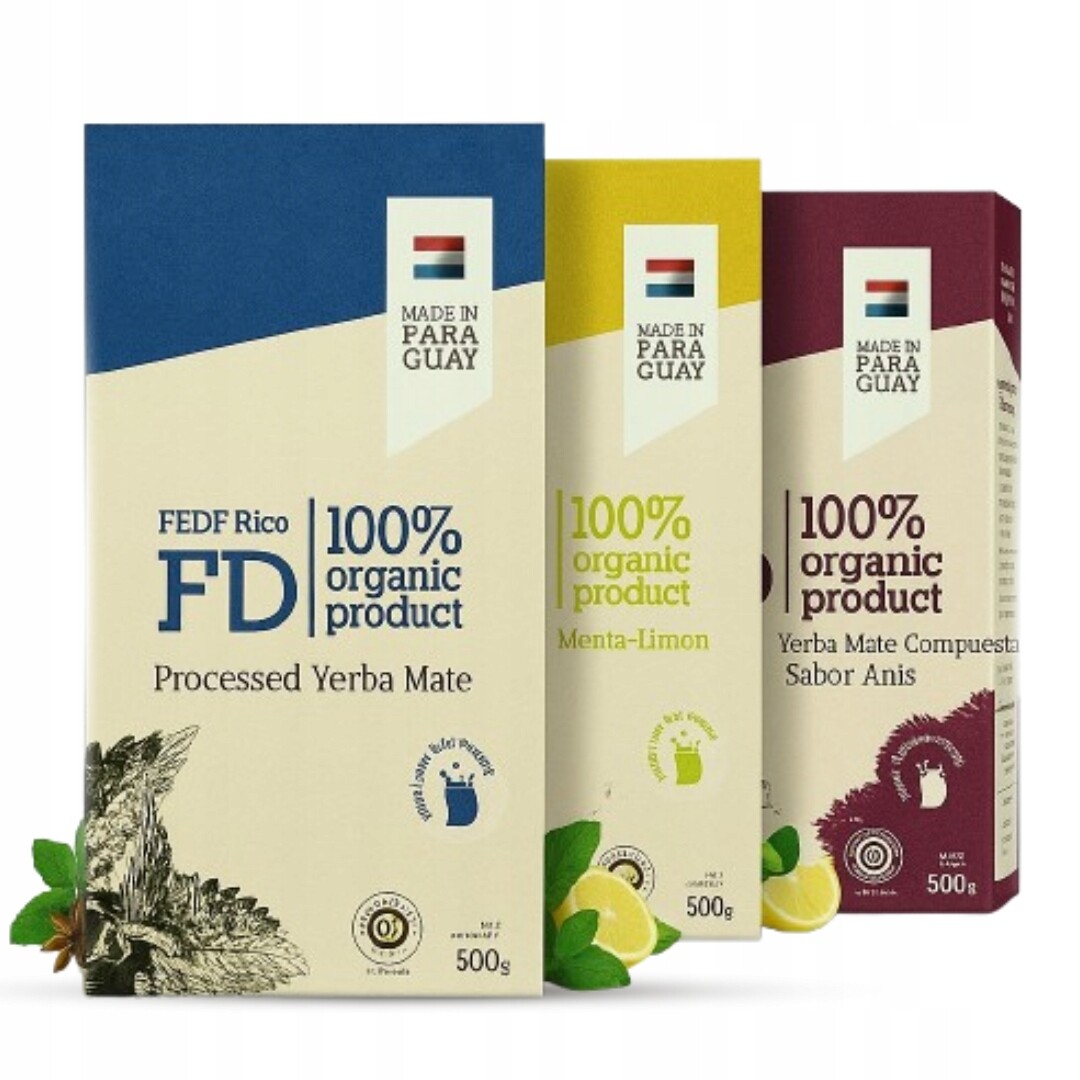 Yerba Maté Fede Rico sada (klasická, Máta Limetka , anýz 3x500g) 1,5kg