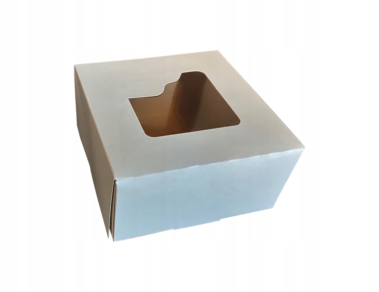 Krabička dort 18x18x9 bílá/hnědá S Okénkem 50 Ks .