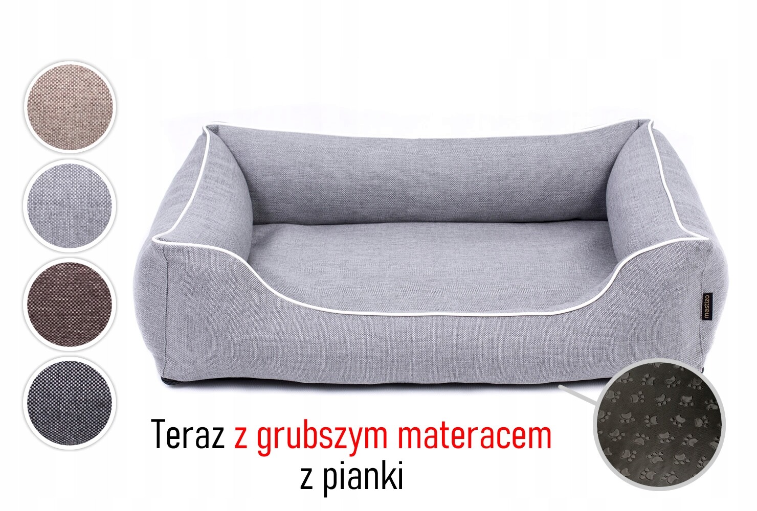 Pelíšek postel pro psa potah pohovka, 120x90 světle šedá/bílá