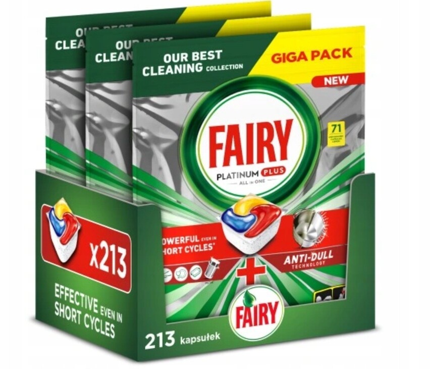 Sada Fairy Platinum Plus Kapsle do myčky nádobí Lemon, 71 ks x3