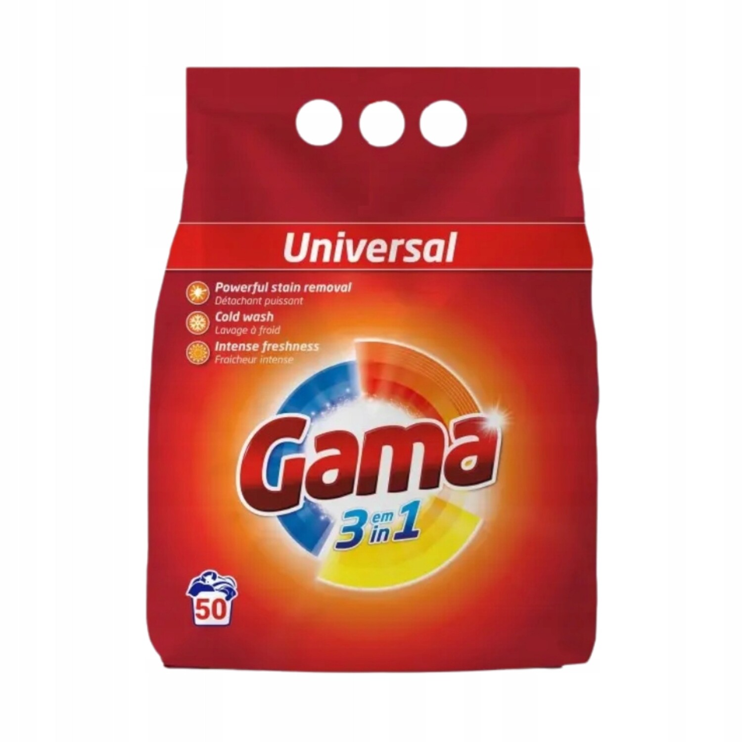 Prací prášek na barvy a bílé prádlo Gama Universal 50 praní 3 kg