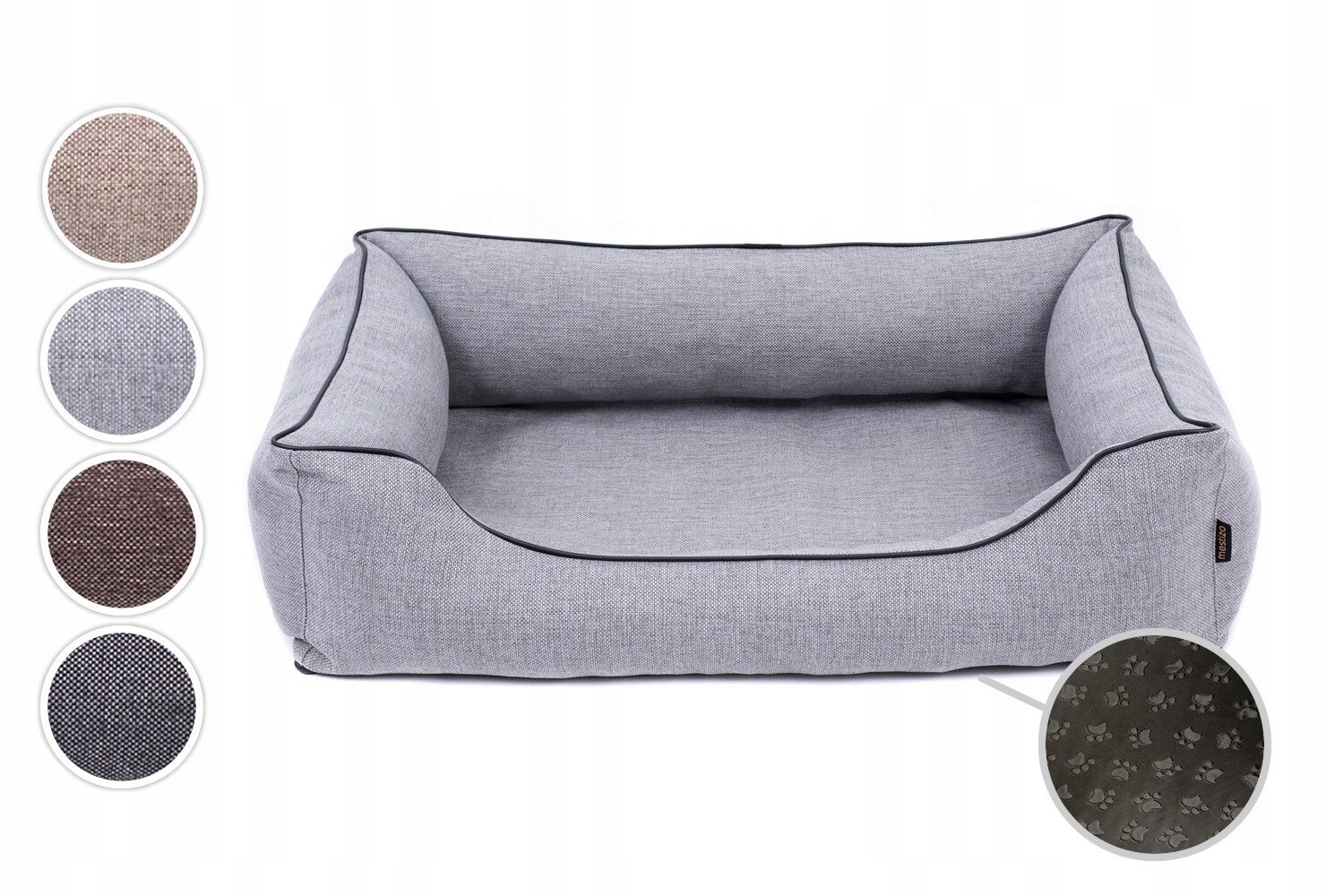 Pelíšek postel pro psa kočku potah pohovka, 80x60cm, světle šedá/černá