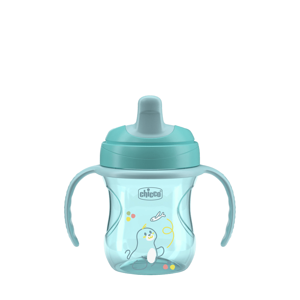 CHICCO Hrneček Training s držadly teal, 6m+ 200 ml