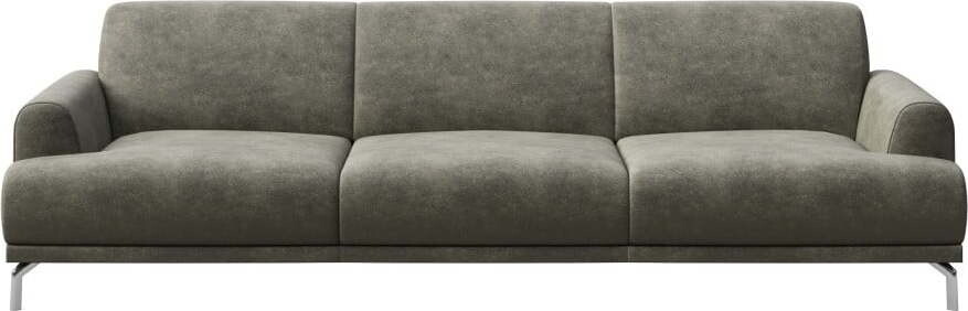 Šedá pohovka z imitace kůže MESONICA Puzo, 240 cm